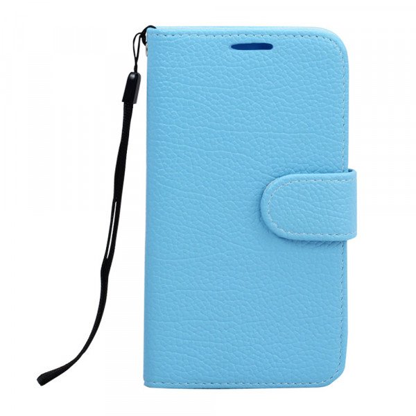 Wholesale Samsung Galaxy S6 Classic Flip Leather Wallet Case with Strap (Blue)